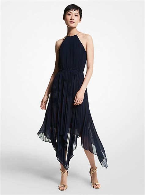 georgette pleated halter dress michael kors|Michael Kors Pleated Georgette Halter Dress In Black .